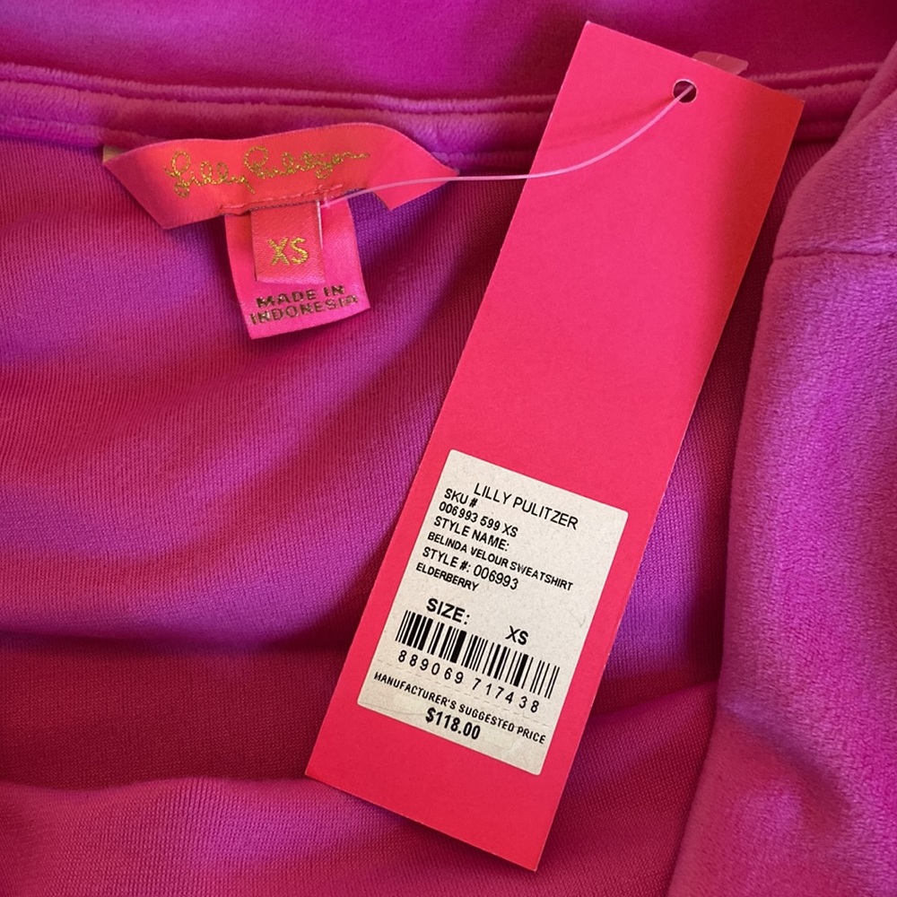NWT Lilly Pulitzer Velour Top Swearshirt - Picture 5 of 7